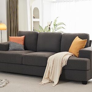 VanAcc 89 inch Sofa, Comfy Sofa Couch with Extra Deep Seats, Modern Sofa- 3 Seater Sofa Couch for Living Room Apartment Lounge, Grey Bouclé