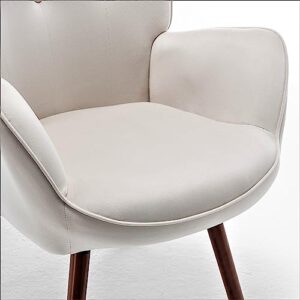 Container Furniture Direct Chic Accent Arm Chairs for Living Room, Bedroom, or Home Office, Button-Tufted Midcentury Armchair with Wingback Design and Splayed Legs, Ivory