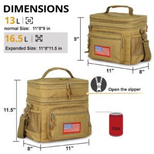 ATRIPACK Lunch Bag for Men, Double Deck Tactical Lunch Box Work with Shoulder Strap MOLLE Webbing Large Lunch Cooler Leakproof Insulated （Brown）