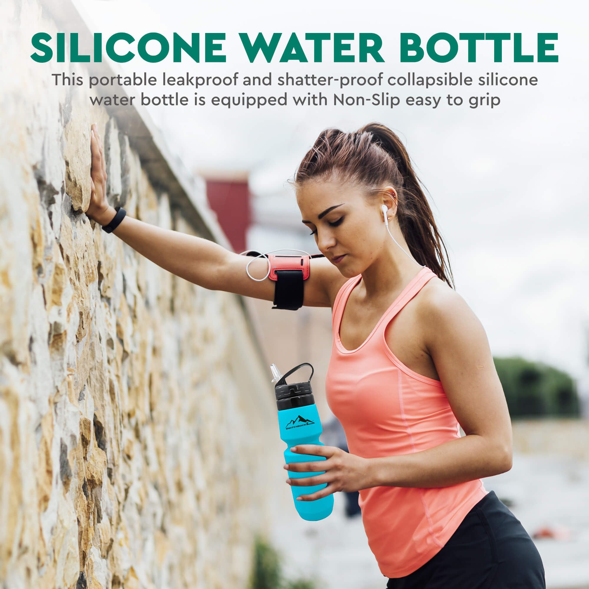 Collapsible Water Bottle (25Oz) - BPA Free Silicone Space Saving Collapse Water Bottle W/ Removable Straw | Temperature Resistant Collapsible Water Bottles For Travel And Rugged Outdoor Activities