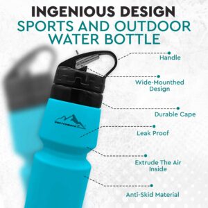 Collapsible Water Bottle (25Oz) - BPA Free Silicone Space Saving Collapse Water Bottle W/ Removable Straw | Temperature Resistant Collapsible Water Bottles For Travel And Rugged Outdoor Activities