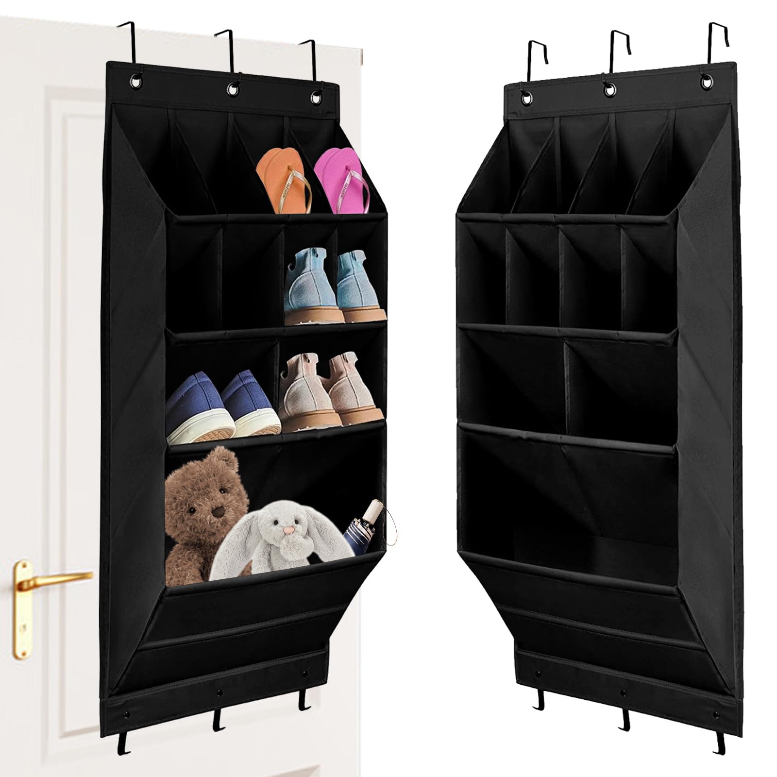 Qivine 2Pcs Over Door Shoe Organizer, Hanging Shoe Organizer with 11 Pockets, Shoe Holder for Door, Closet Shoe Rack Hanging Shoe Organizer, Back of Door Shoe Organizer for Closet Dorm Narrow