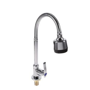 Zinc Alloy Swivel Spout Single, Brush Plate White Cake Icing Turntable Handle Sink Kitchen Faucet Pull Down Spray Cold Water Tap