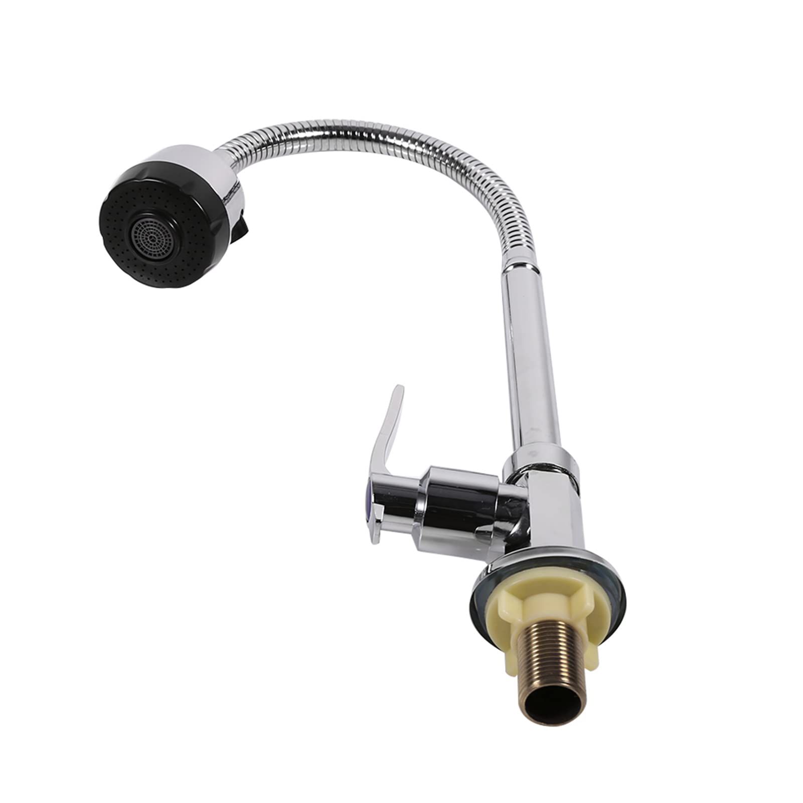 Zinc Alloy Swivel Spout Single, Brush Plate White Cake Icing Turntable Handle Sink Kitchen Faucet Pull Down Spray Cold Water Tap