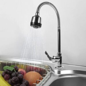 Zinc Alloy Swivel Spout Single, Brush Plate White Cake Icing Turntable Handle Sink Kitchen Faucet Pull Down Spray Cold Water Tap