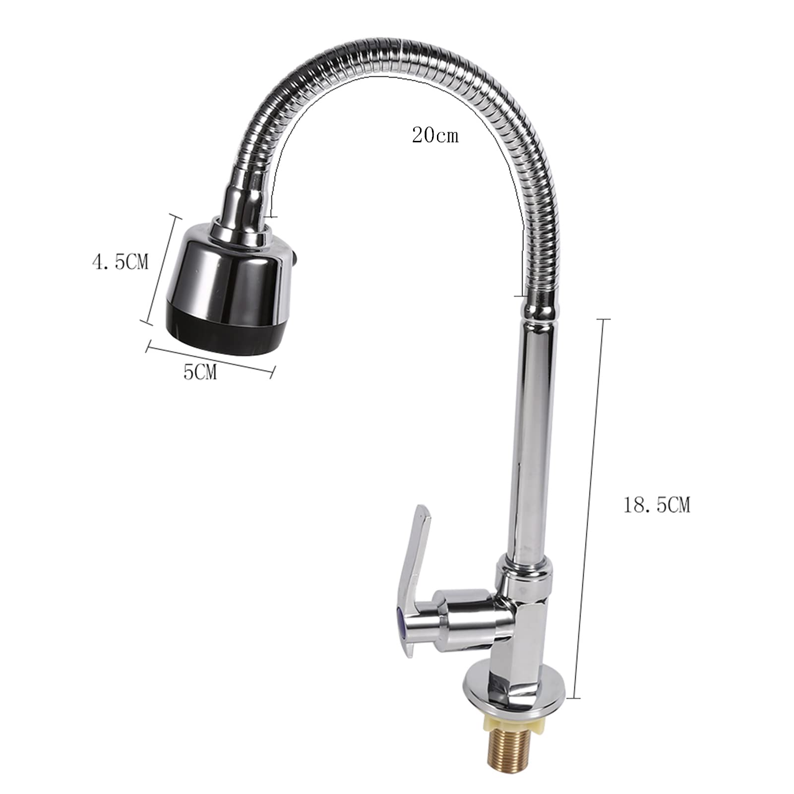 Zinc Alloy Swivel Spout Single, Brush Plate White Cake Icing Turntable Handle Sink Kitchen Faucet Pull Down Spray Cold Water Tap