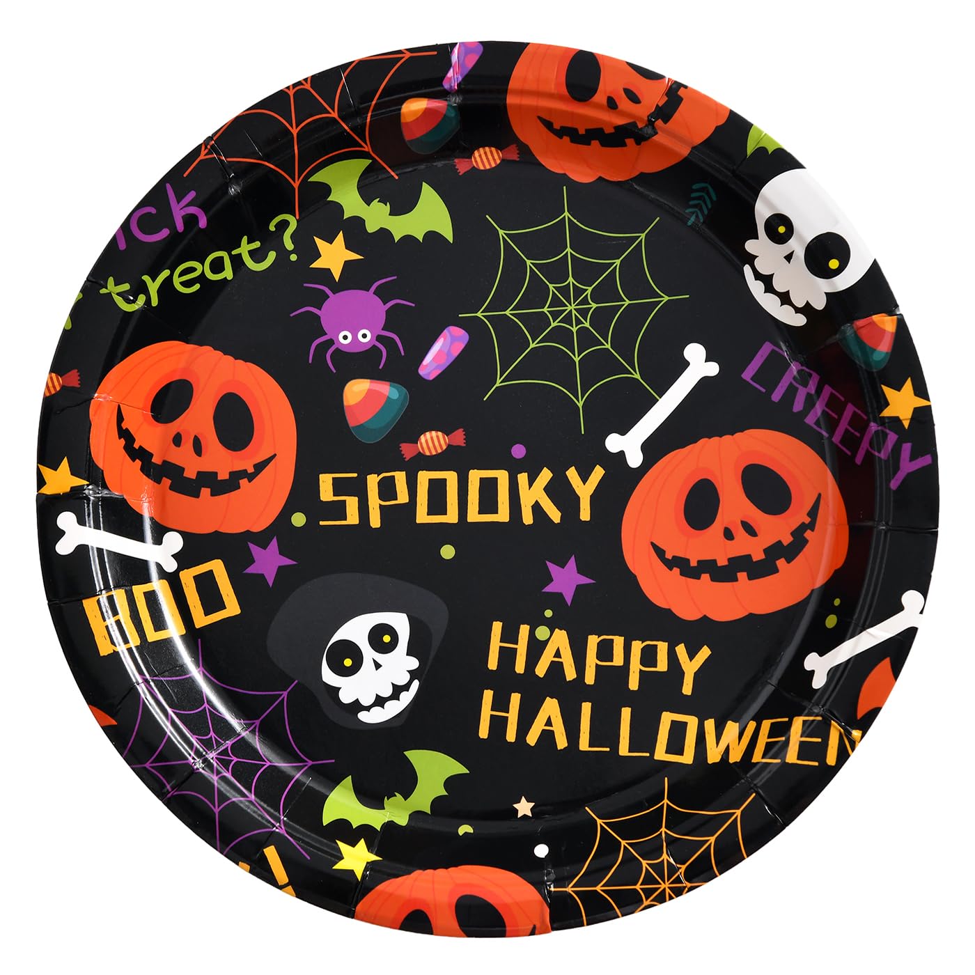 JASSEWRLY 30 Pcs Halloween Paper Plates, Halloween Party Plates Halloween Pumpkin Paper Plates Halloween Dessert Plates, Halloween Disposable Plates Halloween Birthday Plates Party Supplies Tableware