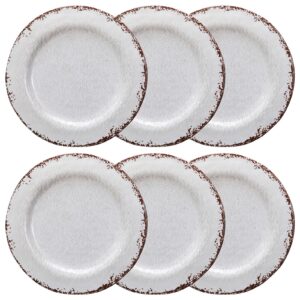 LEHAHA 6 Piece White Dinner Plate Set, 11” Durable Melamine Plates, 6 Piece Camper RV Dishes Set for Formal and casual dining, Lightweight and Chip Resistant, Dishwasher Safe