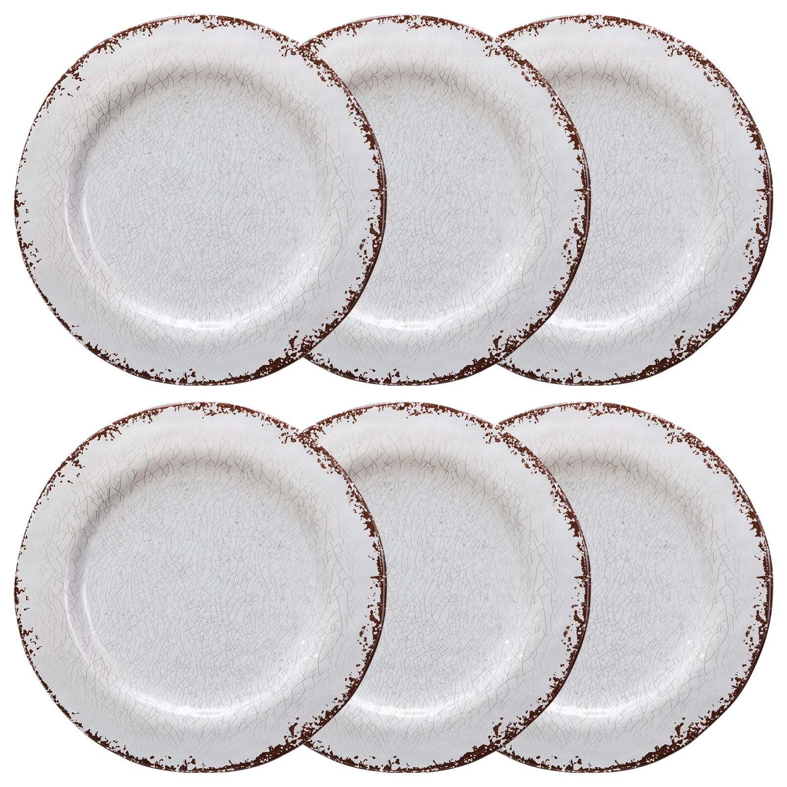 LEHAHA 6 Piece White Dinner Plate Set, 11” Durable Melamine Plates, 6 Piece Camper RV Dishes Set for Formal and casual dining, Lightweight and Chip Resistant, Dishwasher Safe