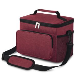 becojadde lunch bag for men and women, insulated lunch box soft cooler with shoulder strap for work travel picnic (10l, red)