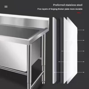 Commercial Restaurant Kitchen Sink Set, Freestanding Stainless Steel Sink,Stainless Steel Utility Sinks,with Drain Kit,for Outdoor Garage Restaurant Kitchen(39.4 * 23.6 * 31.5in)