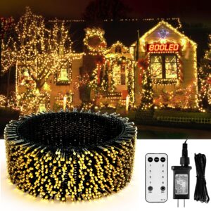 christmas string lights outdoor, 328 ft 800 led christmas tree lights with 8 modes and timer, rf remote control waterproof warm white fairy lights for new yard garden party x-mas