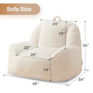 Homguava Bean Bag Chair Sherpa Bean Bag Lazy Sofa Beanbag Chairs for Adults with High Density Foam Filling Modern Accent Chairs Comfy Chairs for Living Room, Bedrooms