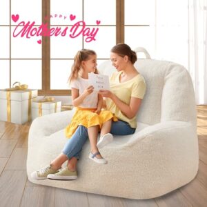 Homguava Bean Bag Chair Sherpa Bean Bag Lazy Sofa Beanbag Chairs for Adults with High Density Foam Filling Modern Accent Chairs Comfy Chairs for Living Room, Bedrooms