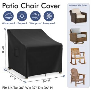 Richwon Patio Furniture Covers Waterproof for Chairs, Lawn Outdoor Chair Covers 2 Pack, Patio Chair Covers for Outdoor Furniture Fits up to 36W x 37D x 36H inches, Black