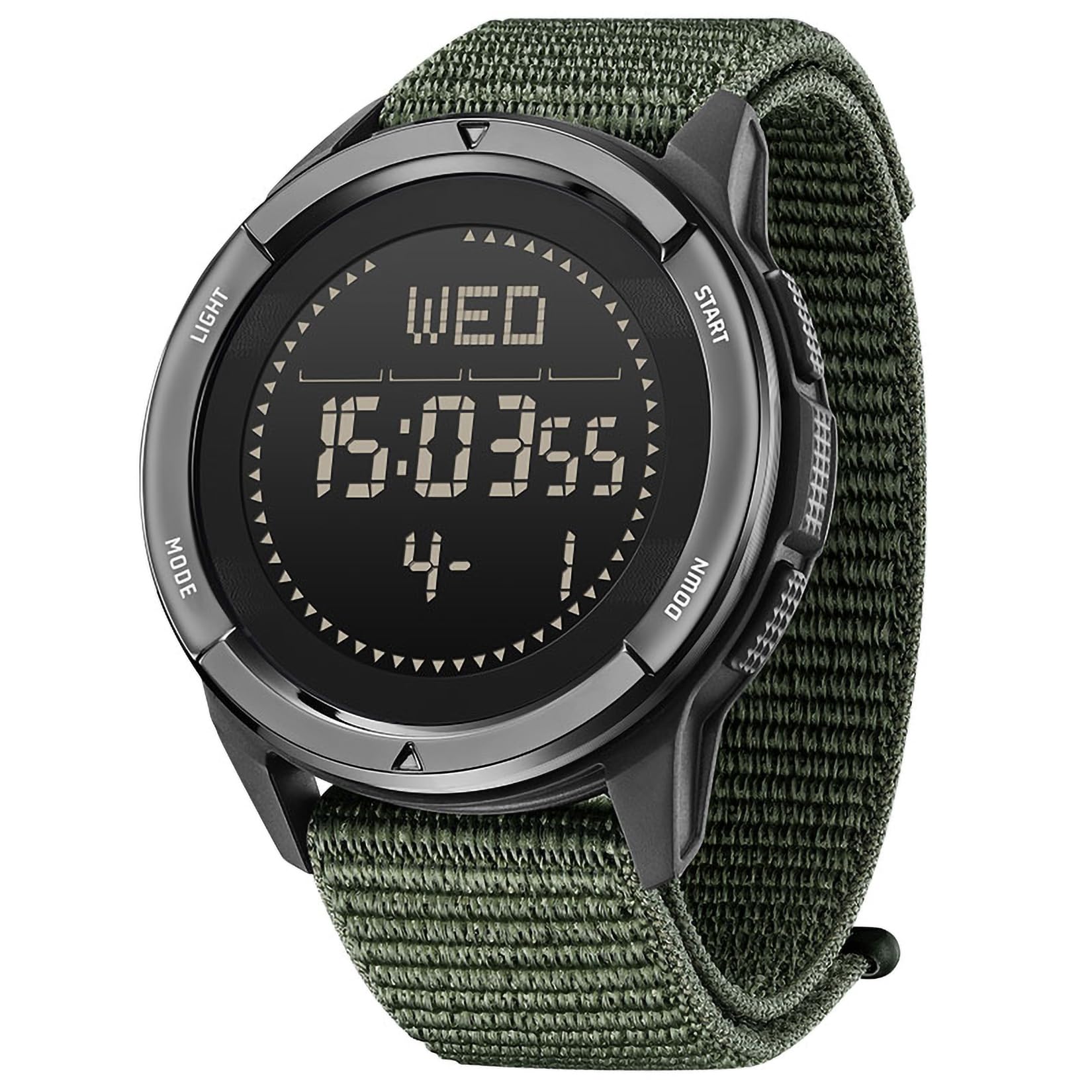 DIDITIME Tactical Watches for Men, Military Watches for Men, Waterproof 164FT, Fitness Watch, Mens Digital Watches with Compass, Metronome, Pedometer, Lightweight Breathable Nylon Watch