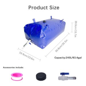 XITAO 63Gal/240L Water Storage Bladder Large Capacity Water Storage Containers Portable Foldable Emergency Water Tank Water Bag for RVs, Drought Resistance, Fire Prevention, Agricultural Irrigation