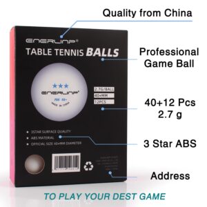 Ping Pong Balls,ENERLINP Sports Table Tennis Balls,Official Ping Pong Ball,Professional Ping Pong balls 3 star,Pelotas de Ping Pong,White ball,Size (40+) (Pack of 12)