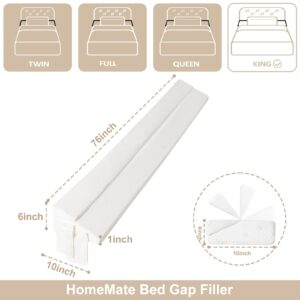 Homemate King Size 76" Foldable Bed Wedge Pillow for Headboard - Upgraded Bed Gap Filler Between Mattress and Headboard - Noodle Pillow Wedge for Headboard Gap