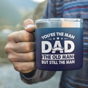 SANDJEST Dad Tumbler 14oz Insulated Coffee Mug with Handle You Are The Man Dad Stainless Steel Travel Tumblers Best Dad Ever Gifts for Birthday Christmas Gift for Daddy Dads Father from Daughter Son