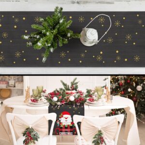 Christmas Table Runner 13x72 Inches Long Cute Santa Claus Buffalo Plaid Cup Decor Table Decorations for Home Kitchen Dining Holiday Party