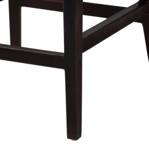 Baxton Studio Lingga Dark Brown Mahogany Wood and Natural Rattan Counter Stool