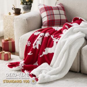 Bedsure Soft and Warm Christmas Elk Sherpa Blanket for Couch, Sofa, Bed - Winter Blanket Decoration Gift, 50"x60"