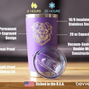 Australian Shepherd Face - Insulated Coffee Tumbler Cup with Sliding Lid - Stainless Steel Insulated Mug - Unique Dog Themed Decor and Gifts for Moms & Dads of Aussies - Purple