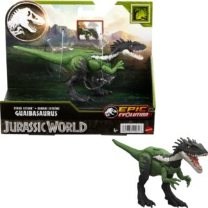 mattel jurassic world strike attack guaibasaurus dinosaur toy with single strike action, movable joints, action figure gift with physical & digital play