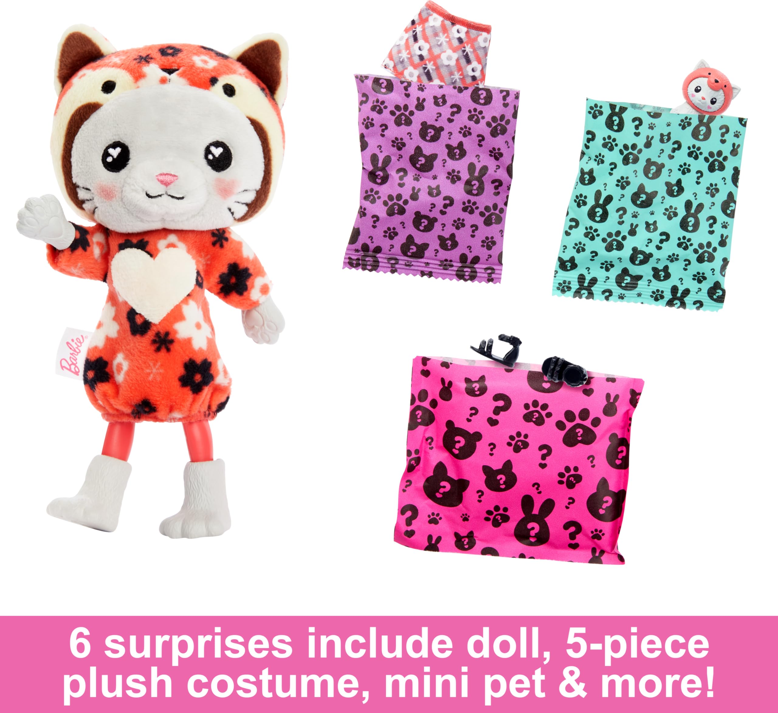 Barbie Cutie Reveal Chelsea Doll & Accessories, Animal Plush Costume & 6 Surprises Including Color Change, Kitten as Red Panda