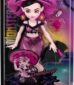 Monster High Scare-adise Island Draculaura Doll with Swimsuit, Sarong & Beach Accessories like Hat, Sunscreen & Tote