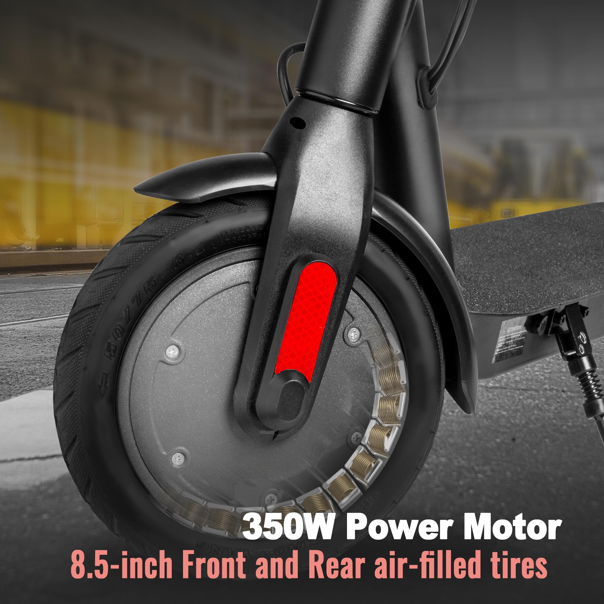 Electric Scooter for Adults and Kids Quick Folding IPX5 15.5 mph Max Speed 28 Miles Long-Range Battery with 350W Motor E-Scooter for Commuter (Black)