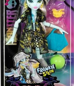 Monster High Scare-adise Island Frankie Stein Doll with Swimsuit, Coverup & Beach Accessories like Hat, Volleyball & Tote