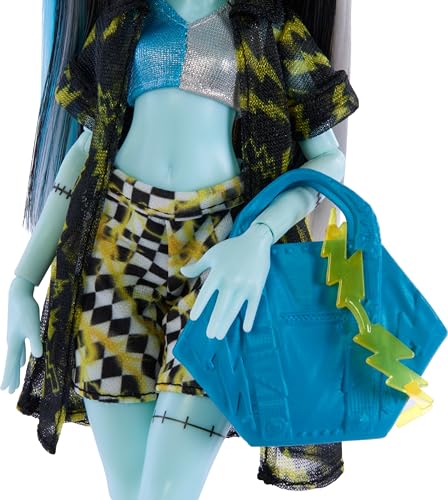 Monster High Scare-adise Island Frankie Stein Doll with Swimsuit, Coverup & Beach Accessories like Hat, Volleyball & Tote