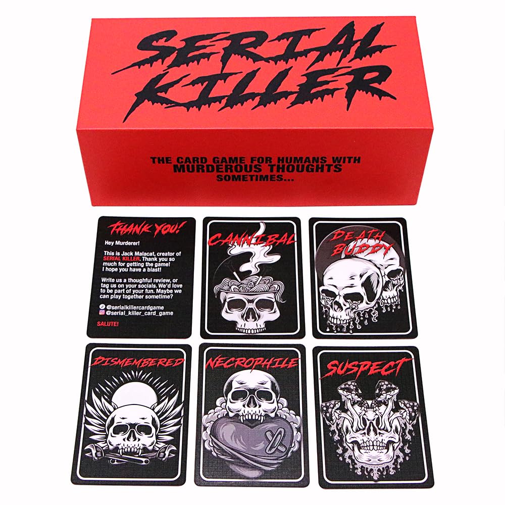 SERIAL KILLER - STARTER BOX - MAIN GAME - Hilariously Dark Card Game for ADULTS with Murderous Thoughts Sometimes -Murder Mystery - Fun and Easy to Play – Original Halloween Party Games Horror Games