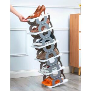 SAYONAKUAJ Foldable Shoe Rack, Collapsible Shoe Rack, 6-Tier Folding Shoe Rack, Shoe Organizer, Collapsible Shoe Storage, Shoe Tower, Corner Shoe Rack, Vertical Shoe Rack (6-TIER GRAY 1Pcs)