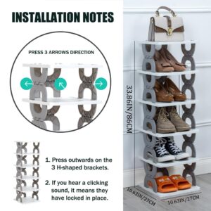 SAYONAKUAJ Foldable Shoe Rack, Collapsible Shoe Rack, 6-Tier Folding Shoe Rack, Shoe Organizer, Collapsible Shoe Storage, Shoe Tower, Corner Shoe Rack, Vertical Shoe Rack (6-TIER GRAY 1Pcs)