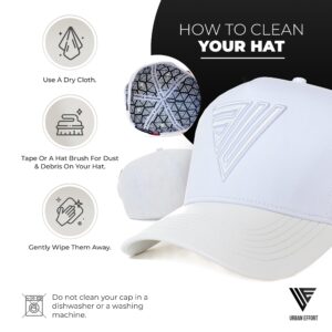 Urban Effort Mesh Back Cap - for Men Baseball Hat 5-Panel Trucker Hat Snapback Closure for Outdoors (Trucker Hat, White)