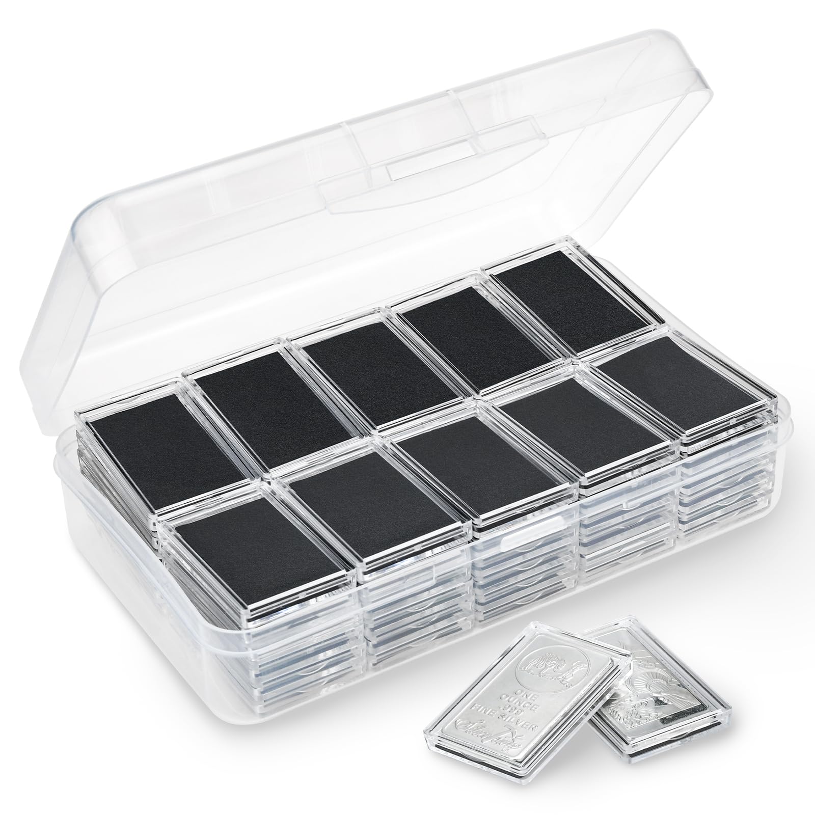 Yncotte Silver Bar Case, 1 oz Silver Bar Holder Silver Bar Storage Capsule for 1 oz Silver Bar(60 Pcs)