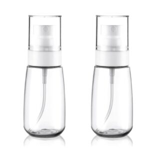 Fine Mist Travel Spray Bottle for Toiletries 2oz/60ml 2Pack Small Spray Bottle Travel Size Spray Bottles TSA Approved Leakproof Refillable Cosmetic Container for Hair Skincare Water Face Toner(2Clear)