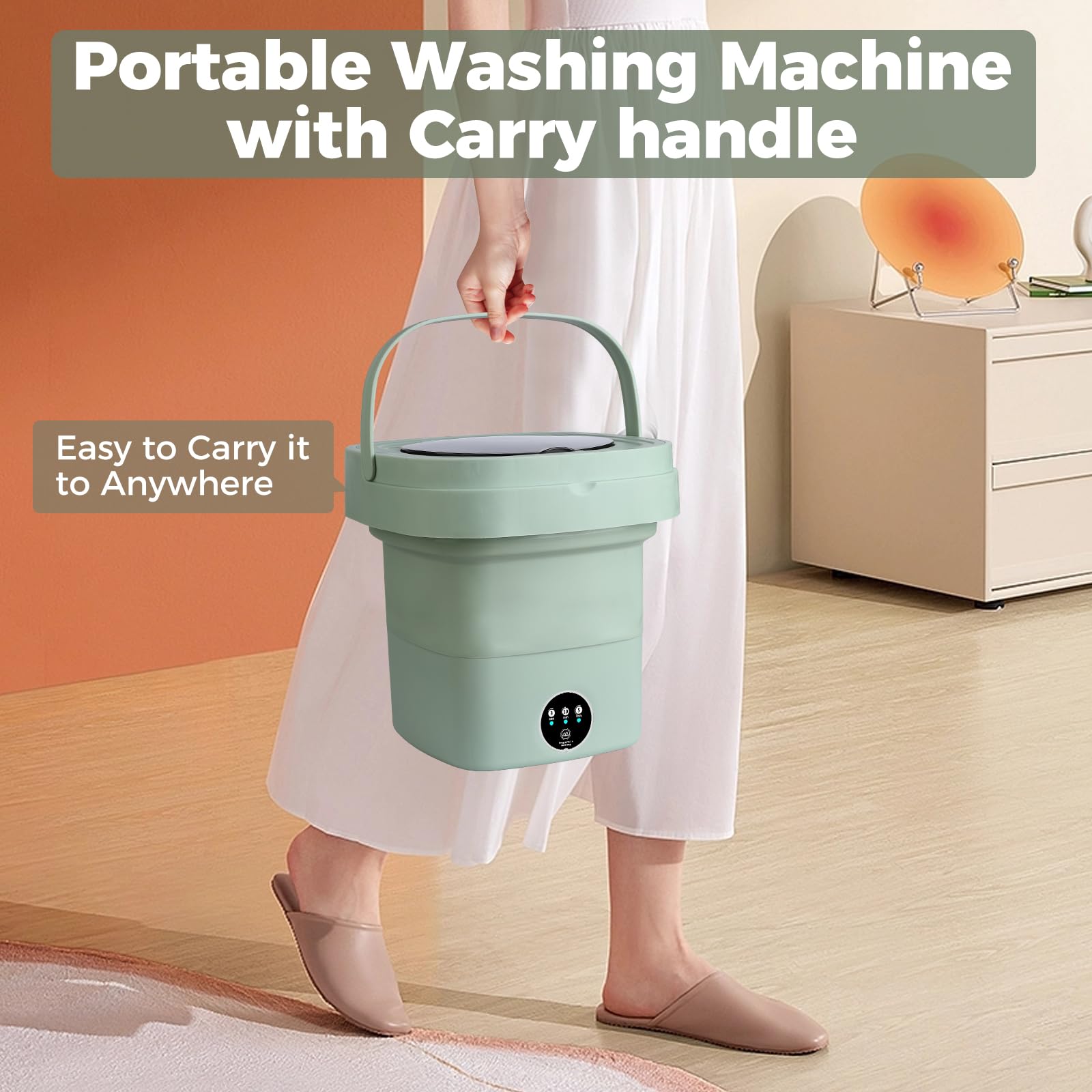 Portable Washing Machine, 8L Mini Washing Machine with 3 Modes Timing Cleaning, Portable Washer with Soft Spin and Draining for Socks, Baby Clothes, Towels and Small Items