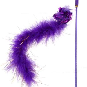 Purple Cat Teasing Stick Toy Interactive Stick, Sparkly Feather Boa with Crinkle Ball Tease Cat Rod Funny Cute Pet Supplies for Cat Training Indoor Cats Cat Toys Interactive for Indoor Cats