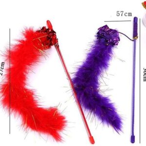 Purple Cat Teasing Stick Toy Interactive Stick, Sparkly Feather Boa with Crinkle Ball Tease Cat Rod Funny Cute Pet Supplies for Cat Training Indoor Cats Cat Toys Interactive for Indoor Cats