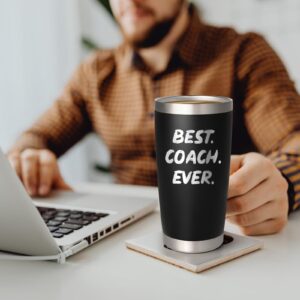 GINGPROUS Coach Gifts Tumbler, Best Coach Ever Stainless Steel Laser Etched Travel Tumbler with Lid and Whistle, Baseball Volleyball Soccer Basketball Coach Appreciation Gifts Tumbler(20oz, Black)