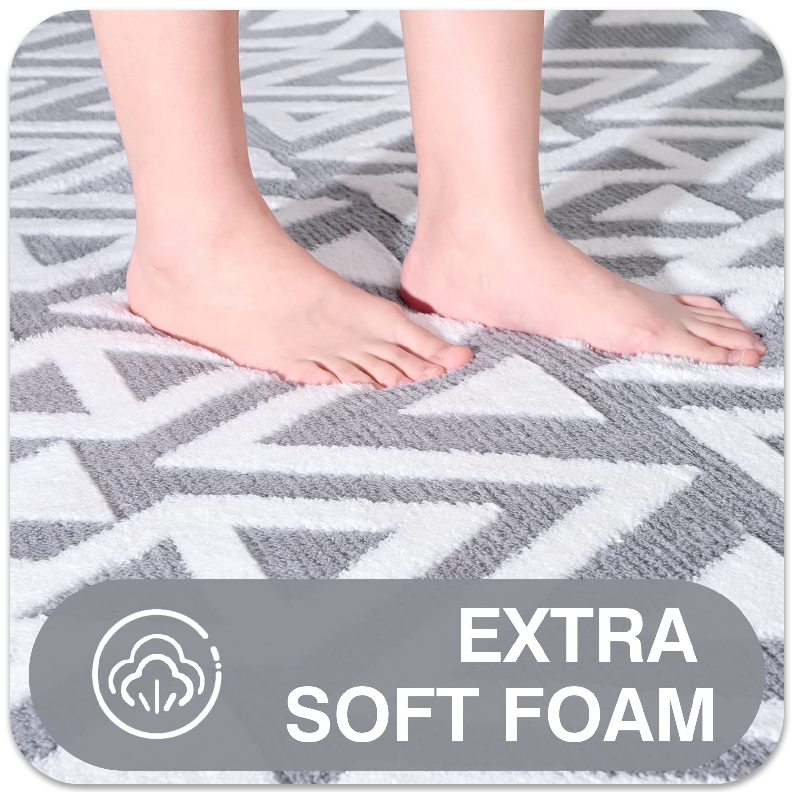 Ompaa Ultra Soft Shaggy Rugs Memory Foam Bedroom Carpet, Grey 7 x 10 Feet Large, Plush Geometric Textured Area Rugs for Living Room Couch Dorm Bedside Kids Girls Teens Room Nursery Decor Mat