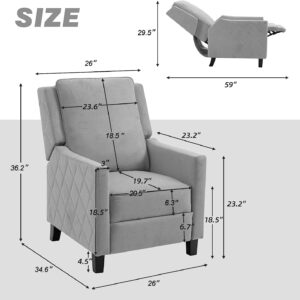 AVAWING Push Back Recliner Chair Set of 2, Wing Back Chairs with Arms, Mid-Century Vintage Accent Chair for Living Room, polyester, Grey