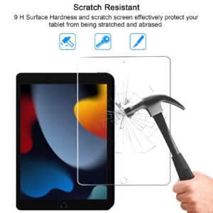 SIBEITU 2 Pack Screen Protector for iPad 9th Generation 2021, iPad 10.2 Inch HD Clear 9H Hardness Tempered Glass Film Compatible with iPad 8th 7th Generation 2020/2019, Scratch Resistent