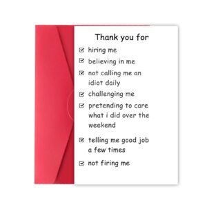 XXDJLP Cute Thank You Card for Boss Coworker, Happy Boss’s Day Card from Employee Staff, Funny Boss Day Card for Boss Leader, Bosses Day Gift for Men Women, Perfect Boss Day Card for Boss,