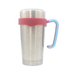 20 oz tumbler handle, anti slip travel mug grip cup holder for vacuum insulated tumblers, suitable for yeti rambler, trail, sic, ozark and more 20 ounce tumbler mugs accessories (red)