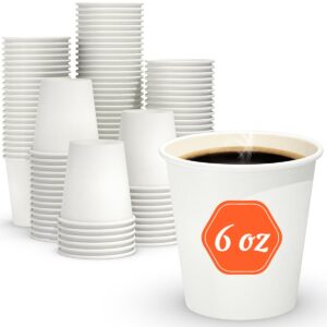 Dealusy 100 Count Paper Cups 6 oz, Leak-Free Food Safe 6oz Cups, Paper Coffee Cups, Hot Cups, Disposable Small Paper Cups